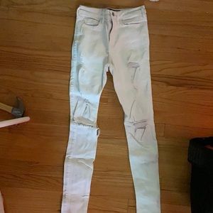 Hollister White Ripped Skinny Jeans
